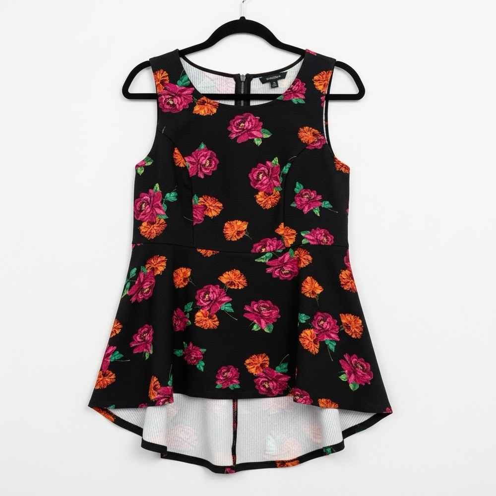 Torrid Black Floral Sleeveless Blouse